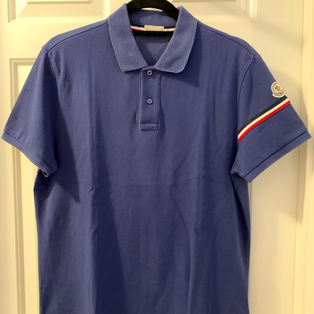 Moncler Flag Sleeve Polo Shirt (Blue - Men L)